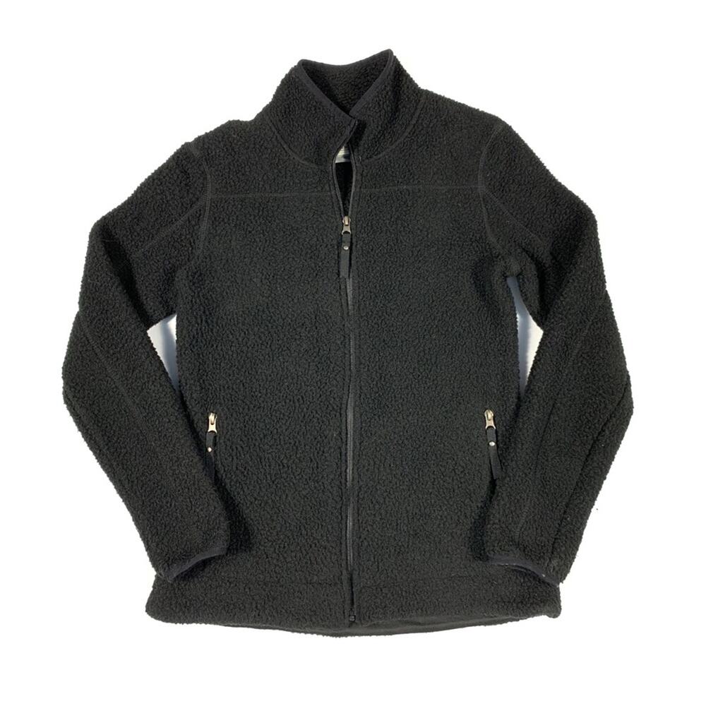 Black Thick Fleece Outdoor Zipup with Zip Up Pockets